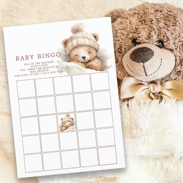 Snuggle Up Bear Baby Shower Bingo Game Invitation (Creator Uploaded)