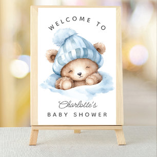 Snuggle Up Bear Baby Shower Welcome Sign