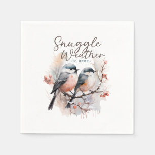 Snuggle Weather Is Here, Birds on Branch Christmas Napkin
