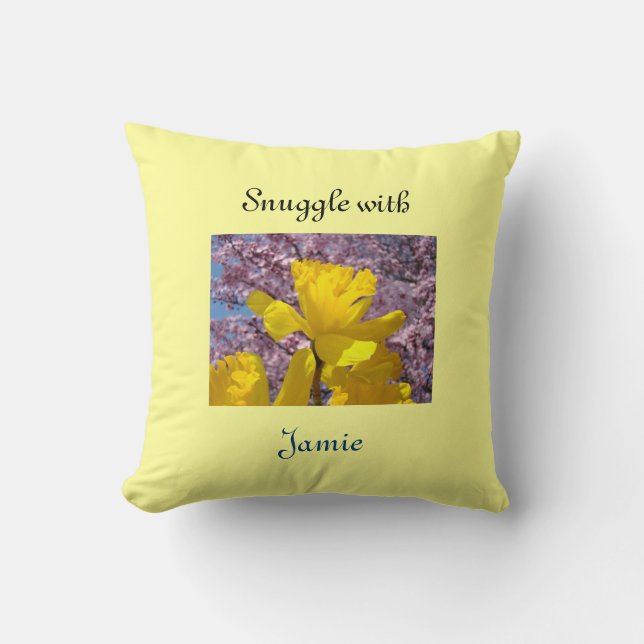 Snuggle with You Pillow Personalise Daffodils (Front)