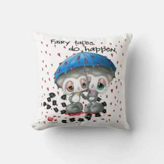 Snuggled Lemurs Under Heart Umbrella Cushion