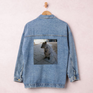"Snuggles in Australia: A Cuddly Grey Quokka" Denim Jacket