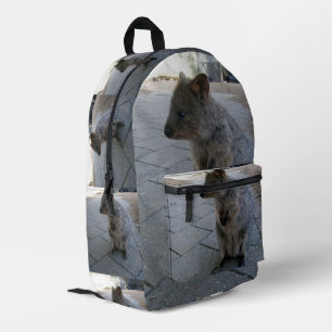 "Snuggles in Australia: A Cuddly Grey Quokka" Printed Backpack