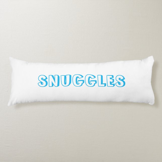 "Snuggles" Light blue white Body Cushion (Front)