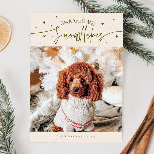 Snuggles & Snowflakes Dog Photo Cream Christmas Holiday Card