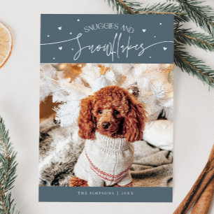 Snuggles & Snowflakes Dog Photo Slate Christmas Holiday Card