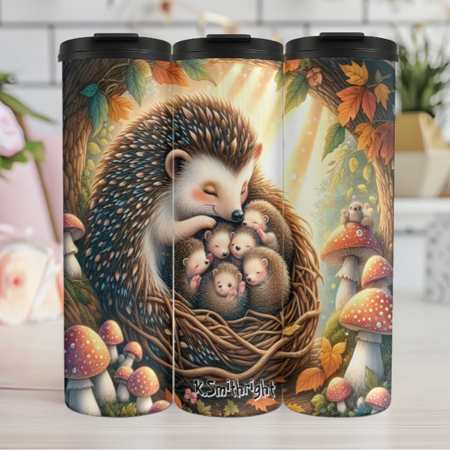 Snuggling Hedgehog Family Nest Thermal Tumbler (Creator Uploaded)
