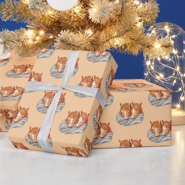 Snuggling Twin Horses  Wrapping Paper (Holidays)