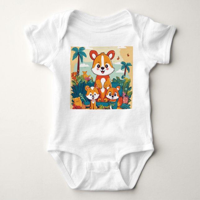"Snuggly Cutie: Adorable Baby Outfit . Baby Bodysuit (Front)