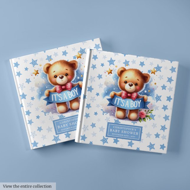 Snuggly It’s a boy teddy bear baby shower Guest Book (Gentle It’s a boy teddy bear baby shower memory book)