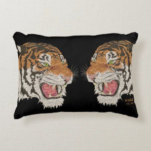 So annoyed and bitter Fighter tigers Black Decorative Cushion