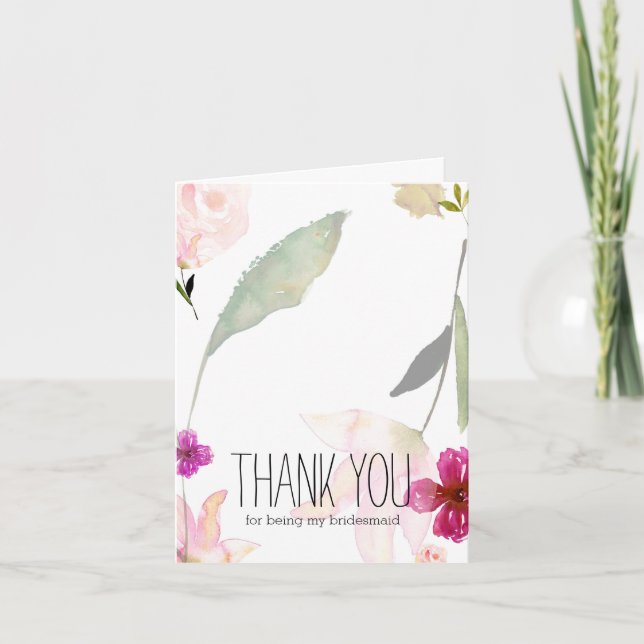 So Beautiful Watercolor Floral Thank you Card (Front)