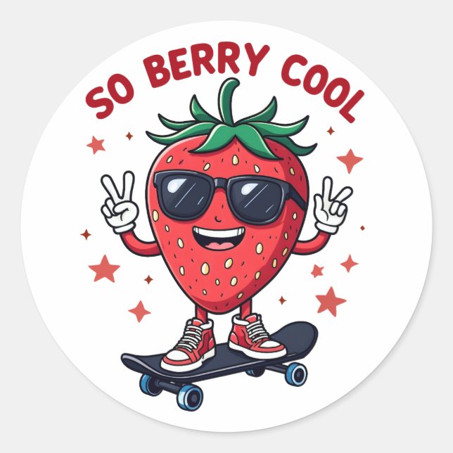 So Berry Cool Fruit Lover Strawberry Season Classic Round Sticker (Front)