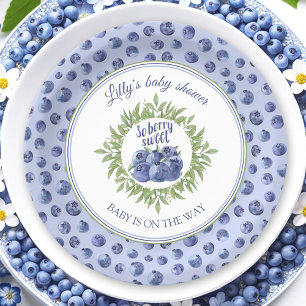So Berry Sweet Blueberry Blue Baby Shower  Paper Plate