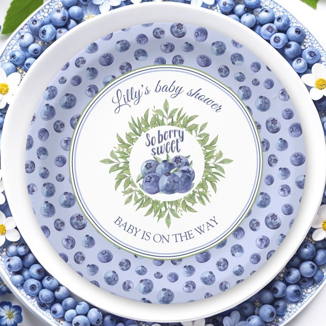 So Berry Sweet Blueberry Blue Baby Shower  Paper Plate (So Berry Sweet Blueberry Blue Baby Shower Paper Plates)