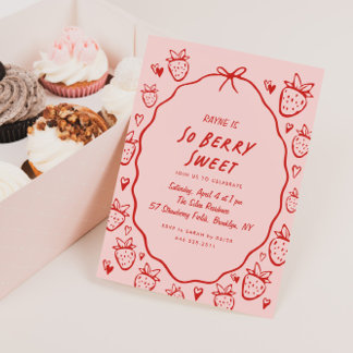 So Berry Sweet Whimsical Girls Coquette Birthday Invitation