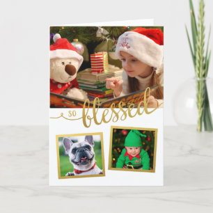 So Blessed gold foil holiday photo Card