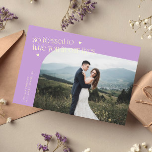 So Blessed Lemon Wisteria Wedding Photo Thank You Card