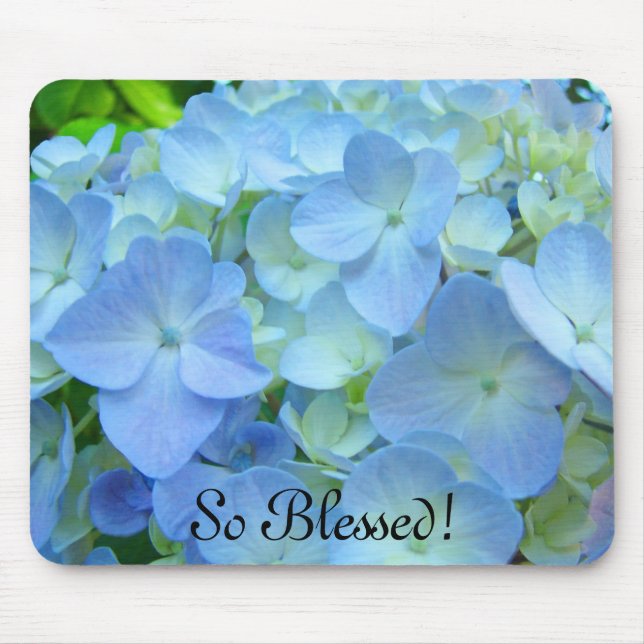 So Blessed! mousepads Blue Floral Hydrangeas (Front)