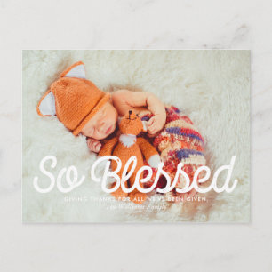 So Blessed - Thanksgiving Family Photo Holiday Postcard