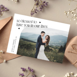 So Blessed White Wedding Photo Thank You Card