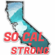 SO CAL STRONG Red Blk CA Outline Ocean Solid Heart