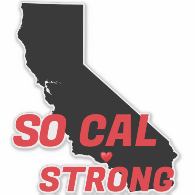 SO CAL STRONG Red Blk CA Solid Heart (Front)