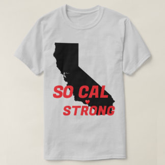 SO CAL STRONG Red Blk CA Solid Heart T-Shirt