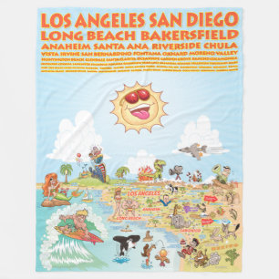 So California Cities and Beaches Fleece Blanket