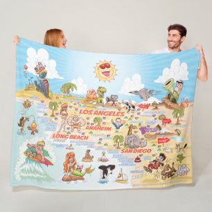 So California Cities & Beaches Fleece Blanket