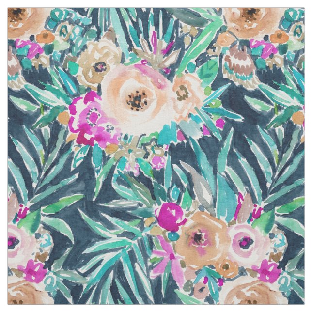 SO CASUAL Dark Tropical Floral Fabric (Swatch)