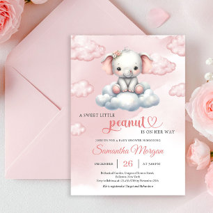 So Cute baby elephant on cloud little peanut  Invitation