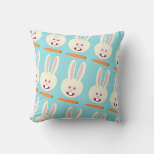 So Cute Bunnies and Carrot Pattern Cartoon Art Cushion
