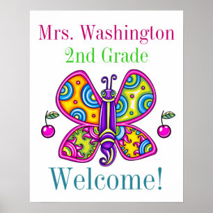 So Cute Butterfly Theme Teacher Poster