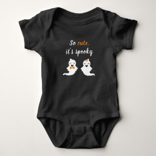 So Cute It's Spooky Happy Ghosts With Bows Orange Baby Bodysuit