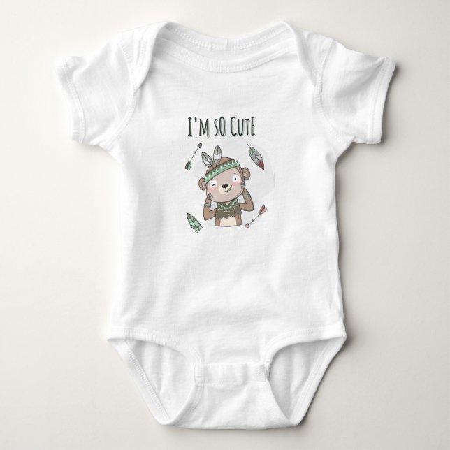 So Cute Native Monkey Baby Bodysuit (Front)