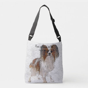 So Cute Papillon Dog - Brick Block Background Crossbody Bag