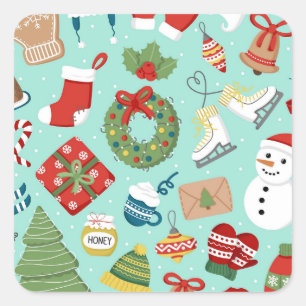 So Cute Santa Claus Christmas Sweets Personalised Square Sticker