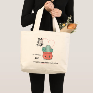 So Different , Perfect Together – Cute Love Couple Large Tote Bag