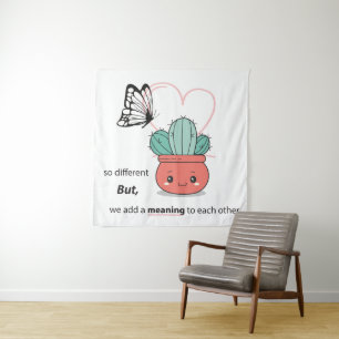 So Different , Perfect Together – Cute Love Couple Tapestry