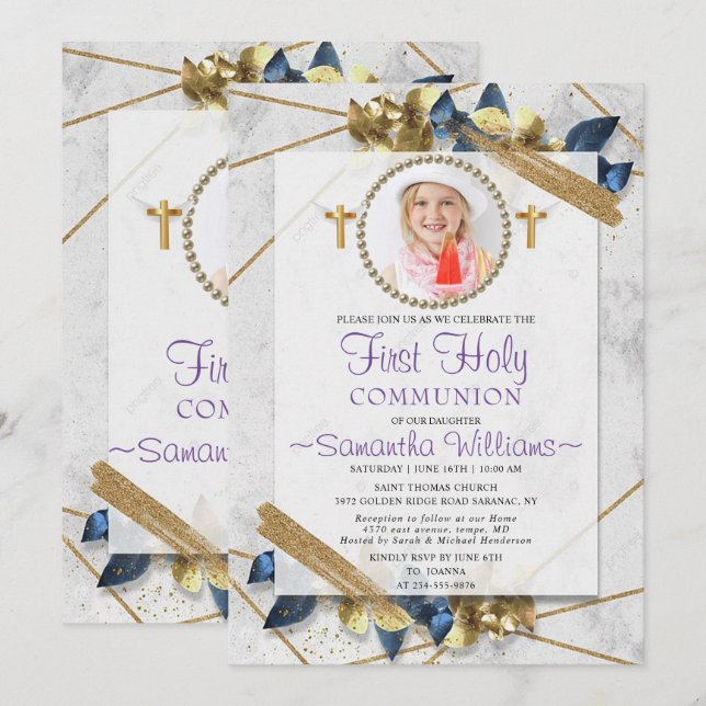 So Elegant Photo First Communion Invitation