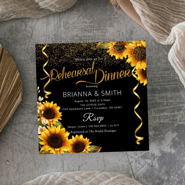 So Elegant Sunflowers Rehearsal Dinner Invitation (Creator Uploaded)