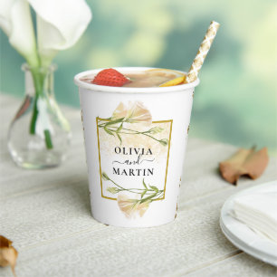 So Elegant White Flowers Wedding Paper Cup