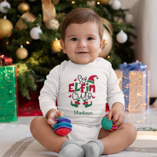 So Elfin Cute Personalised Name Elf Christmas Baby Bodysuit