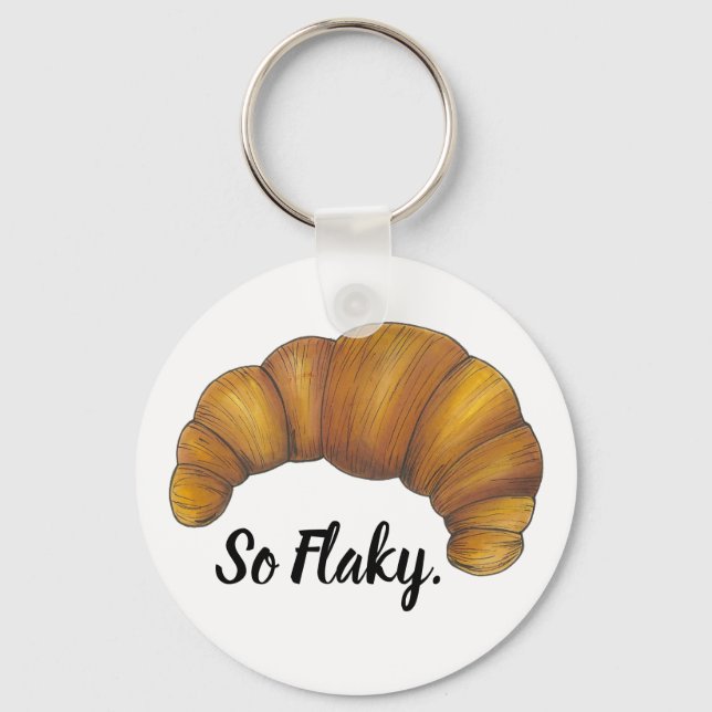 So Flaky Foodie Gift Buttery French Croissant Food Key Ring (Front)