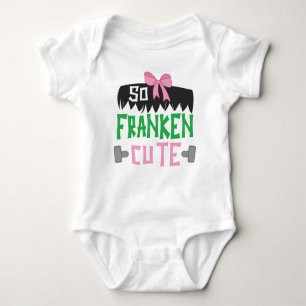 So Franken Cute Funny Pink Baby Girl Halloween Baby Bodysuit