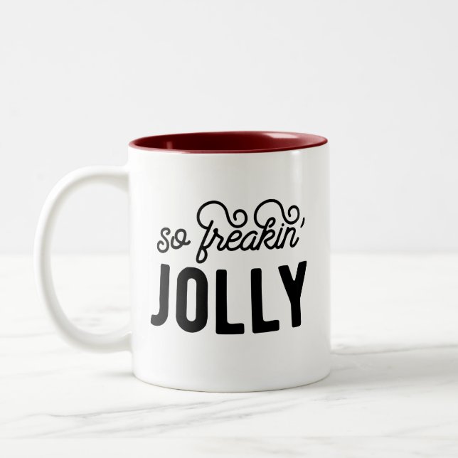 So Freakin Jolly Christmas Two-Tone Coffee Mug (Left)