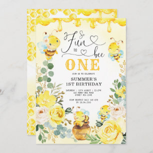 So Fun to Bee One Honeycomb Bee Birthday Party Invitation