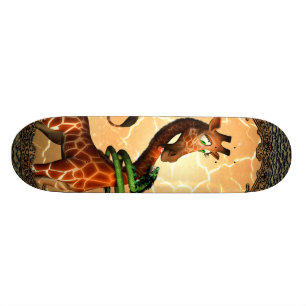 So funny, cute giraffe skateboard