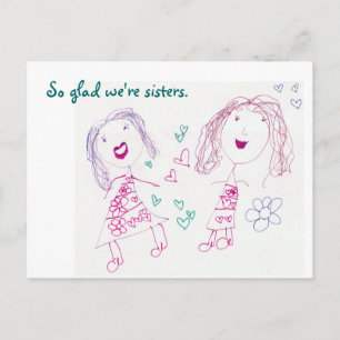 So glad we're sisters, Postcard